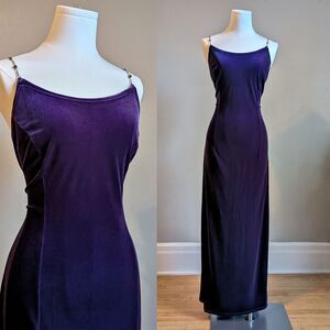 Vintage 90s Scott McClintock Purple Velvet Gown Maxi Dress Whimsygoth Size 5/6